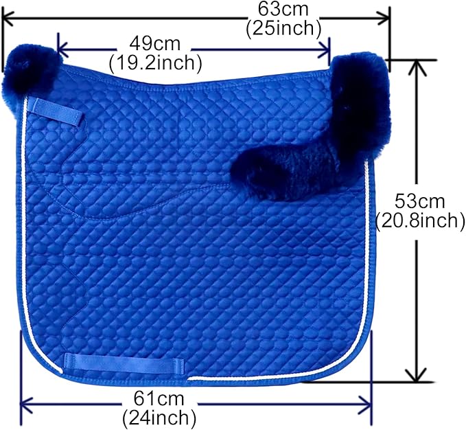 Woolous Dressage Saddle Pad, English Saddle Pad with Sheepskin Trim, Lambskin Wool Fleece Lining, Square Saddle Pad for Equestrian Riding, Comfortable &amp; Shock Absorbing