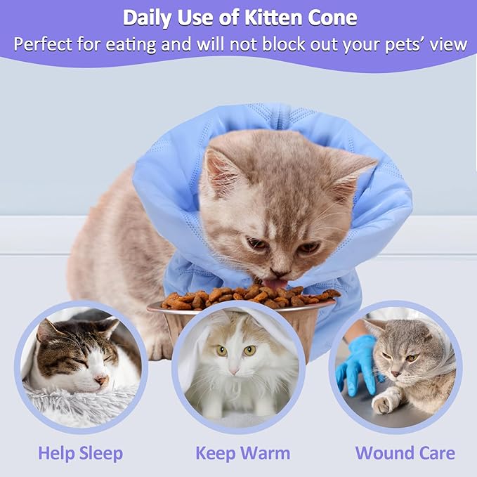 Soft Cat Cone Collar for Recovery - Adjustable, Lightweight Elizabethan Collar Alternative for Small Cats &amp; Kittens