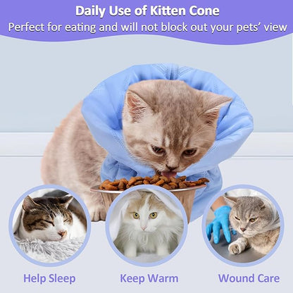 Soft Cat Cone Collar for Recovery - Adjustable, Lightweight Elizabethan Collar Alternative for Small Cats &amp; Kittens