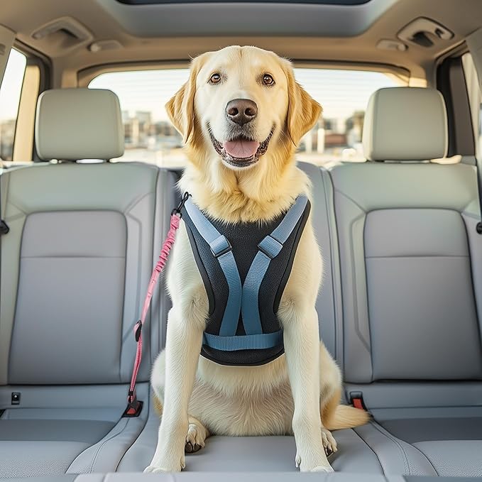 Thickened Dog Seat Belt for Car, 3 Pack Set Retractable Dog Car Adjustable Seatbelts for Vehicle Nylon Pet Safety Heavy Duty &amp; Elastic &amp; Durable Car Harness for Dogs, Light Pink