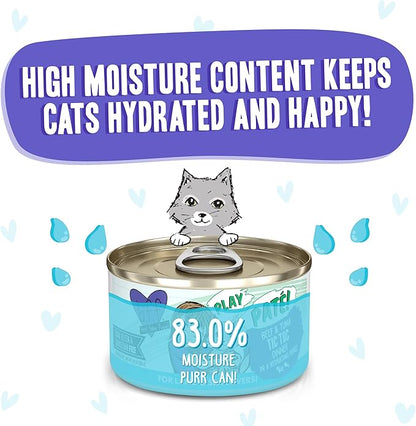 Weruva B.F.F. Play - Best Feline Friend Paté Lovers, Aw Yeah!, Beef &amp; Tuna Tic TOC with Beef &amp; Tuna, 2.8oz Can (Pack of 12)