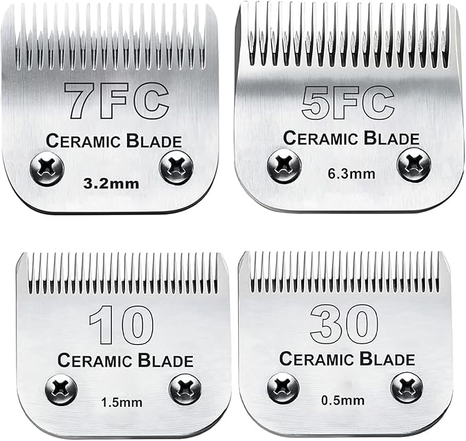 Dog Grooming Clipper Replacement Blades Compatible with Andis Pet Clipper/Oster A5/Wahl KM Series Dog Clipper,Ceramic Blade &amp; Stainless Steel Blade(10+30+7FC+5FC)