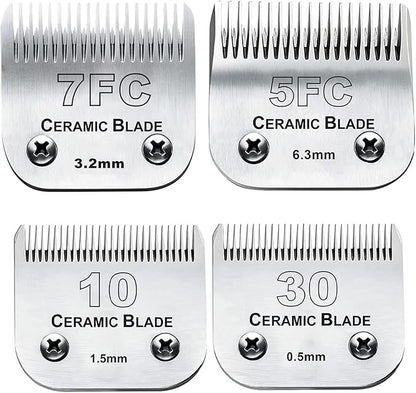 Dog Grooming Clipper Replacement Blades Compatible with Andis Pet Clipper/Oster A5/Wahl KM Series Dog Clipper,Ceramic Blade &amp; Stainless Steel Blade(10+30+7FC+5FC)