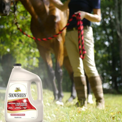 Absorbine ShowSheen Hair Polish &amp; Detangler 128oz Refill Jug, Horse and Dog Coat, Mane and Tail, Instant Detangling &amp; Reduces Hair Breakage for Healthy Grooming &amp; Radiant Shine