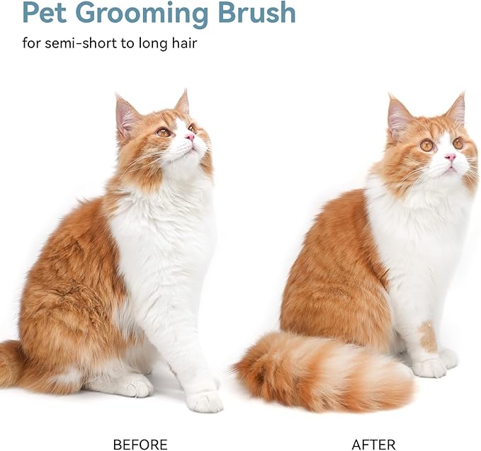 Aumuca Dog Brush for Shedding, Self Cleaning Cat Grooming Brush with Release Button, Cat Hair Brush to Remove Loose Fur, Tangles &amp; Dirt, Great for Long and Short Haired Cats, Green