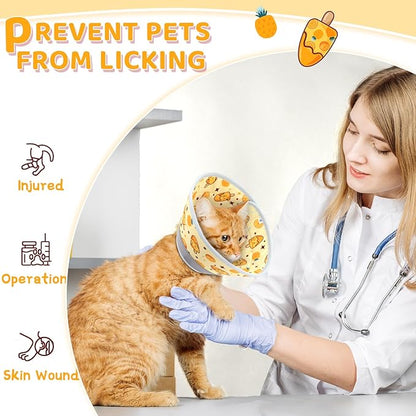 Cat Cone Collar Soft to Stop Licking, Adjustable, Foldable Lightweight Kitten Cones After Surgery Recovery for Cats &amp; Kittens, Cat Cone Alternative (Orange, S)