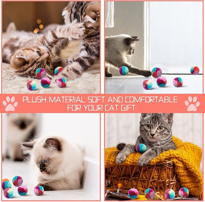 Rainbow Cat Toy Kit - 20PCS Soft Pom Pom Balls for Indoor Cat Play &amp; Exercise