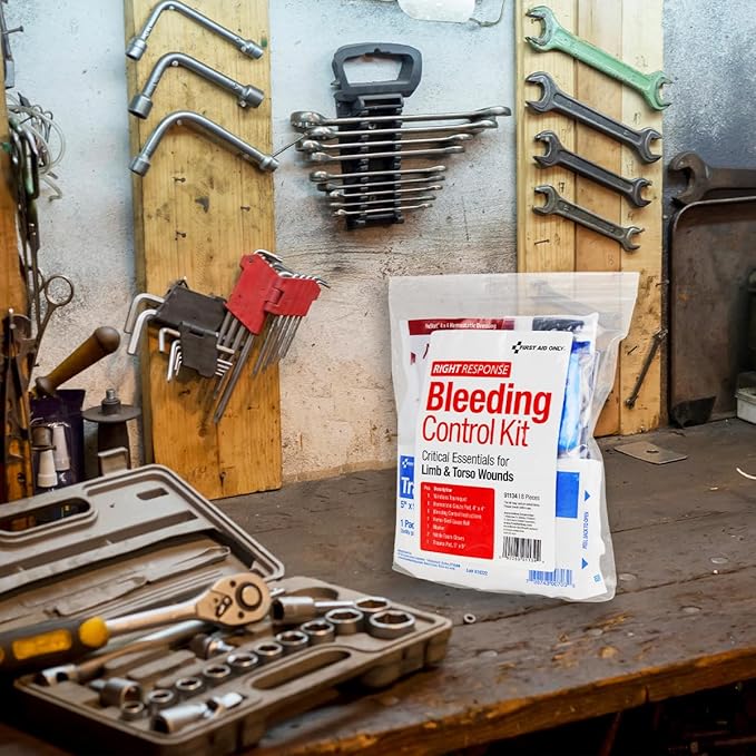 First Aid Only 91134 Critical Essentials Bleeding Control Kit for Limb &amp; Torso Wounds, 8 Pieces