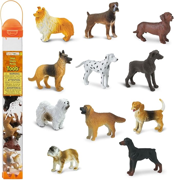 Safari Ltd. Dogs Toob - Mini Figurines: Dachshund, Dalmatian, Retriever, Sheepdog, Collie, Shepherd, Beagle, Boxer, Great Dane, Doberman, Bulldog - Educational Toys for Boys, Girls &amp; Kids Ages 3+