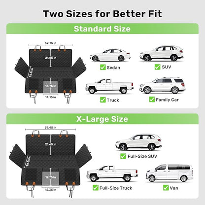 Zanch 2025 Upgraded Dog Car Seat Cover, 400 lbs Heavy Duty Hard Bottom, Waterproof &amp; Anti-Scratch Back Seat Protector, Nonslip Pet Hammock Extender for Large Trucks, SUVs, Vans, XL-Black