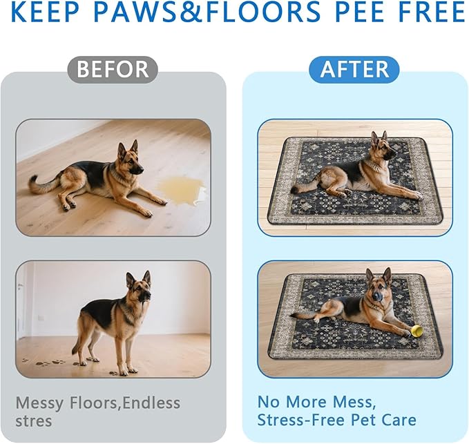 Washable Pee Pads for Dogs 2 Pack, Absorbent Reusable Puppy Pads Waterproof, Leakproof &amp; Non-Slip Whelping Pad, Potty Training Pads for Dogs Playpen Mat 48x48