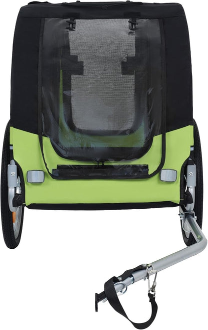 Blue-Grey Large Folding Bike Trailer for Dogs – Heavy-Duty Steel Frame, 66LB Capacity Pet Carrier for All-Terrain Cycling, Jogging &amp; Camping Adventures!