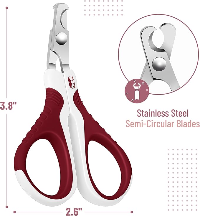 Mr. Pen Cat Nail Trimmer - Wine &amp; White, Cat &amp; Kitten, Small Dog Nail Clipper &amp; Claw Trimmer