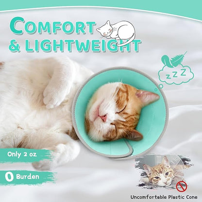 Cat Cone Collar Soft to Stop Licking, Adjustable, Foldable Lightweight Kitten Cones After Surgery Recovery for Cats &amp; Kittens, Cat Cone Alternative (Solid Green, M)