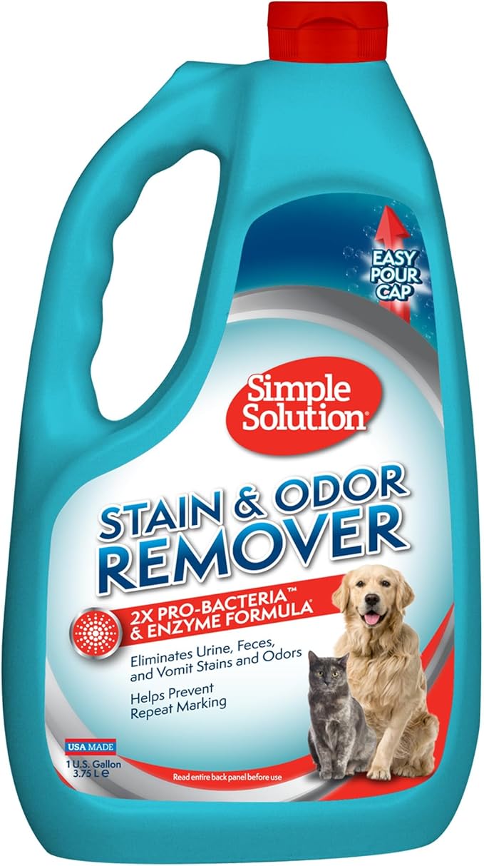 Simple Solution Stain &amp; Odor Eliminator for Pets, Carpet Deodorizer, Enzyme Pet Odor Eliminator for Home, Stain Remover for Cat &amp; Dog Pee, Urine Destroyer, Carpet Cleaner Spray, Gallon