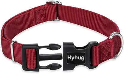 Hyhug Dog Collar for Large Dogs, Heavy Duty Red| Quick Release Nylon Buckle Collar, Adjustable &amp; Durable Pet Supplies for Boy &amp; Girl Dogs (Large, Red)