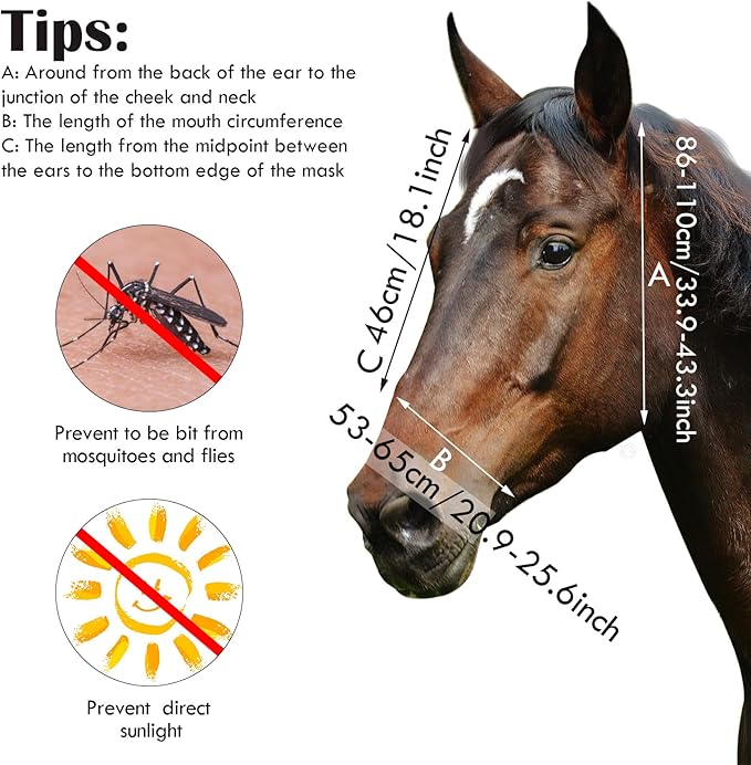 Chunful 6 Pcs Horse Fly Masks with Ears Smooth and Comfortable Cashel Mesh Fly Mask Elasticity Breathability UV Protection Horse Face Covering for Riding Supplies(Flamingo,Large)