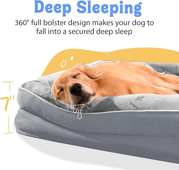 Orthopedic Removable Large Dog Bed -XL Large Dog Bed with Washable Cover and Removable Bolsters Non-Slip Bottom &amp; Waterproof Pet Bed Sofa