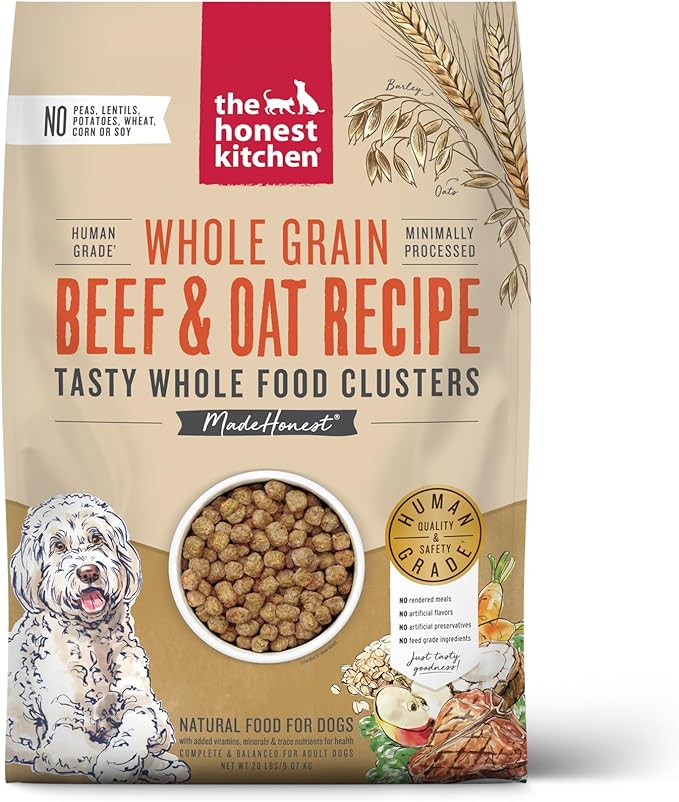 The Honest Kitchen Human Grade Whole Food Clusters Dry Dog Food - Whole Grain Beef &amp; Oats, 20 Pound Bag