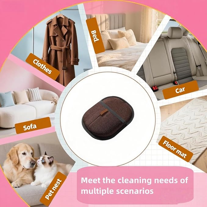 2Pcs Pet Hair Removal Gloves for Dogs and Cats, 2025 Upgraded Electrostatic Magic Hair Remover Glove,Reusable for Couch, Car Seat, Clothing, Carpet, Furniture &amp; Bed Sheets(Brown)