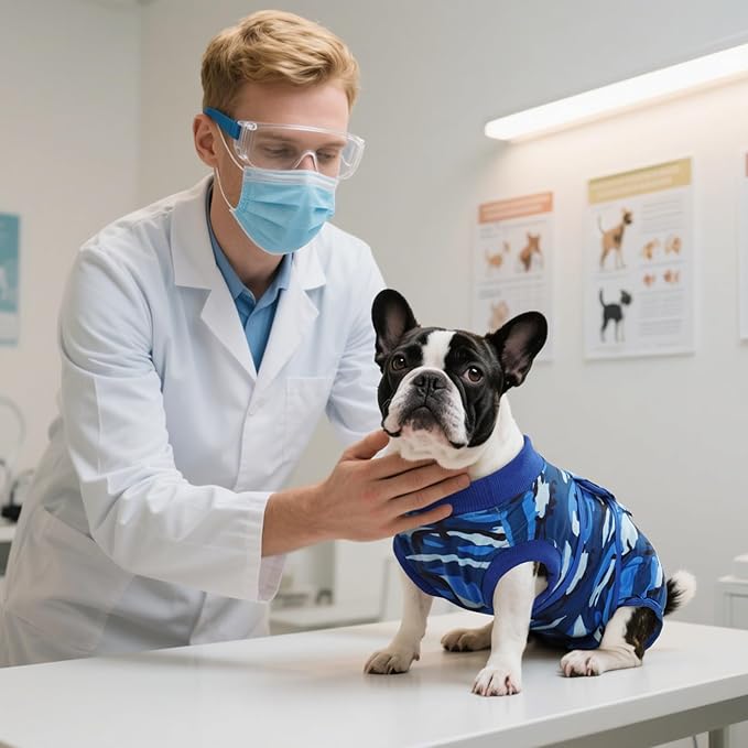 Kuoser Recovery Suit for Dogs Cats After Surgery, Professional Pet Recovery Shirt Dog Abdominal Wounds Bandages, Substitute E-Collar &amp; Cone,Prevent Licking Dog Onesies Pet Surgery Recovery Suit