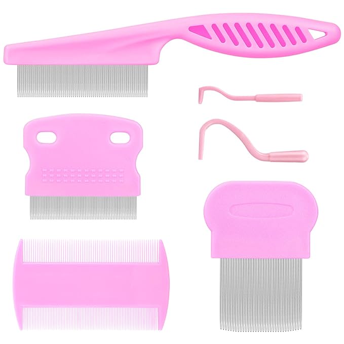 Cat &amp; Dog Grooming Set - Fine Tooth Comb For Grooming And Removing Dandruff Flakes Remove Float Hair Tear Marks (pink)