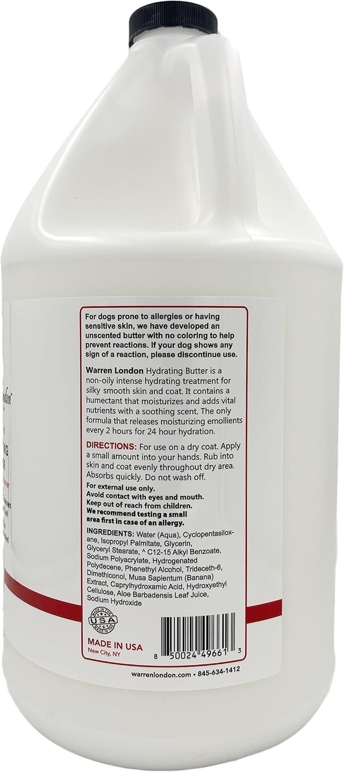 Warren London Hydrating Butter Leave in Pet Conditioner for Dogs | Lotion for Skin and Coat | Aloe Puppy &amp; Dog Conditioner for Hair Detangler, Dry Skin, &amp; Dandruff | Unscented 1gal