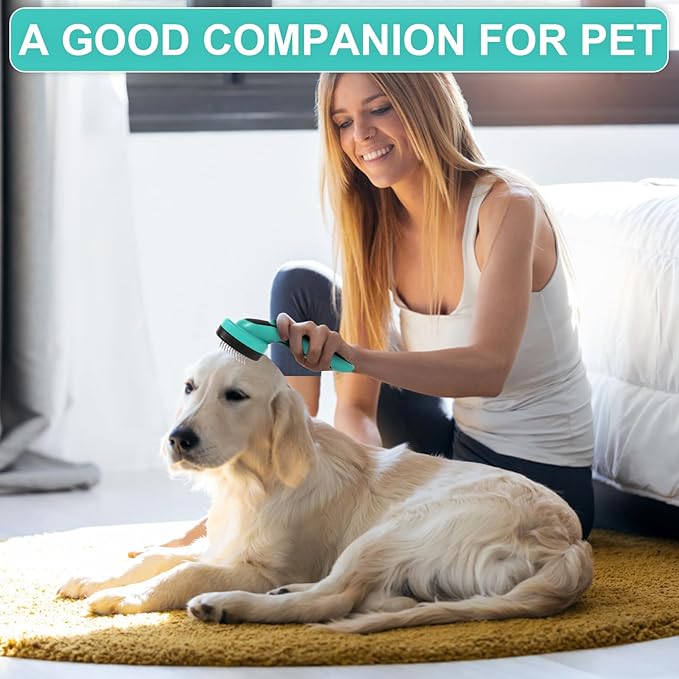 Dogs Self Cleaning Slicker Brush for Shedding &amp; Grooming Short Long Haired Pets, Removes Loose Fur, Undercoat, Mats, Tangled for Large Medium Small Sensitive Skin of Cats. Easy to Cleaning