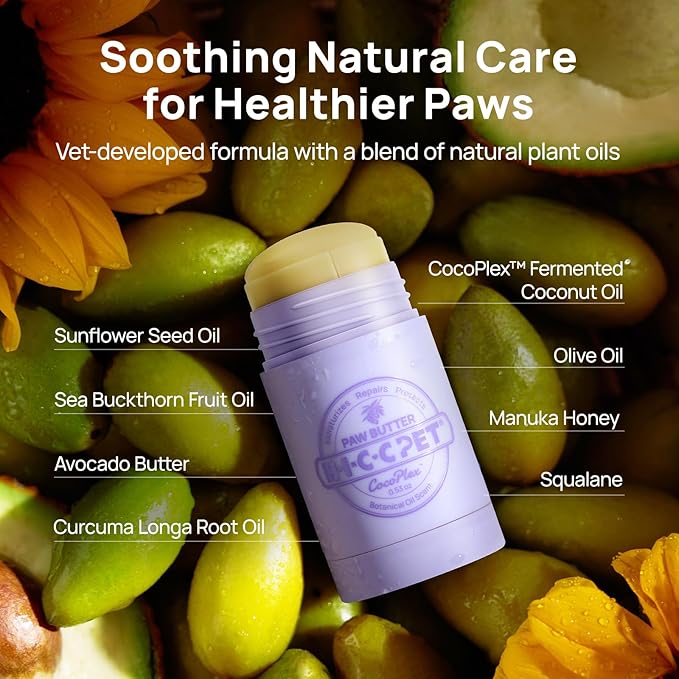 HICC PET Dog Paw Balm 1.06 oz for Dogs &amp; Cats, Soothing Paw Balm Dogs Lick Safe, Moisturizing and Healing Dry Cracked Paws Cat Paw Balm, All-Natural Paw Wax for Dogs, Improves Rough Paws Relieves Odor