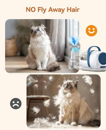 oneisall Cat Vacuum Groomer Quiet, Pet Vacuum Grooming Kit with Clipper Paw Trimmer &amp; Brush, 1.5L Large Dust Cup Pet Vacuum for Shedding, Trimming &amp; Home Cleaning