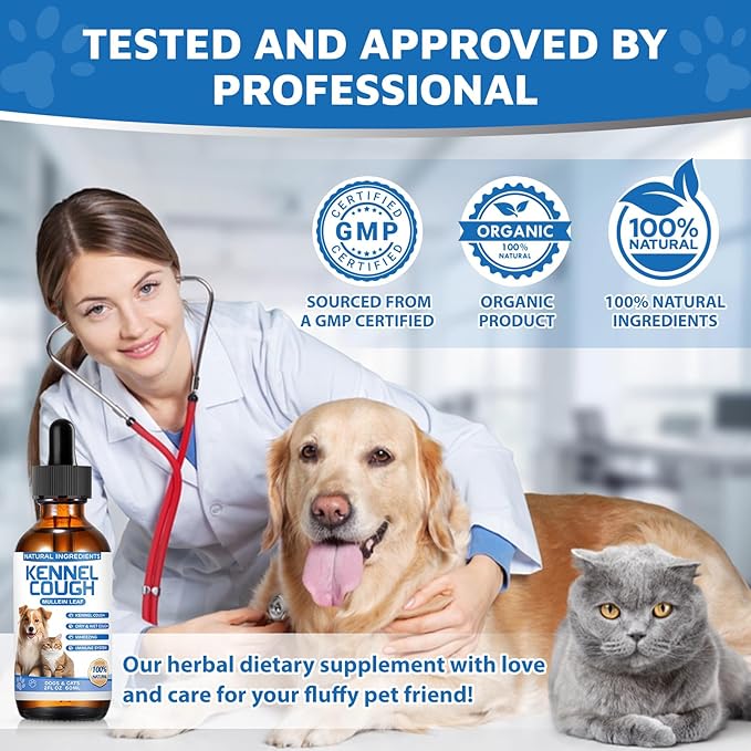 Kennel Cough Herbal Drops for Dogs &amp; Cats,Dog Cough Treatment,Dog Cough Suppressant,Kennel Cough for Dogs,Coughing Treatment Liquid,Cough Treatment for Cats,Natural Cough Supplement for Cat