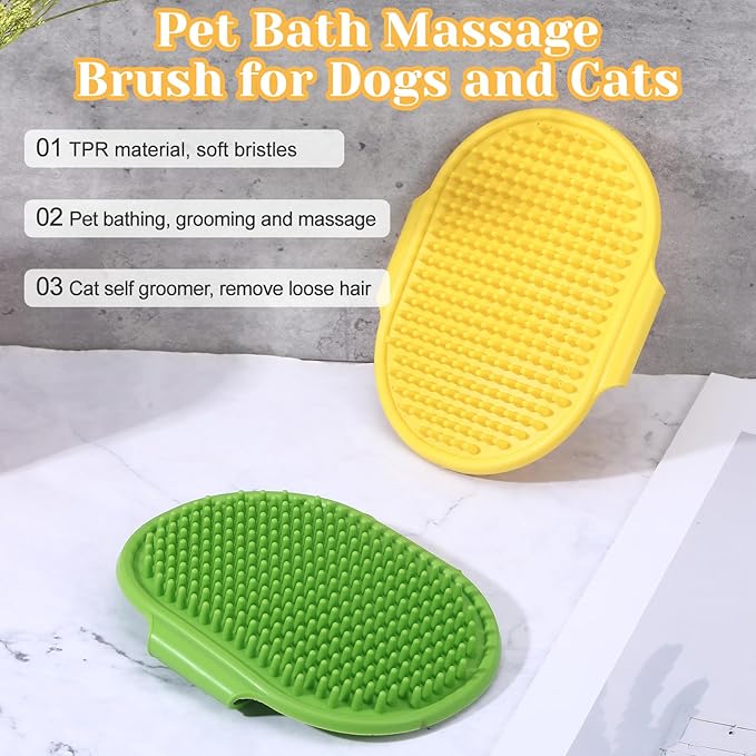 4Pcs Adjustable Cat Self Groomer, Silicone Cat Brushes for Indoor Cats Grooming Self Cleaning, Cats Face Scratchers Massager for Corner Scratcher, Pet Supplies (Green &amp; Yellow)