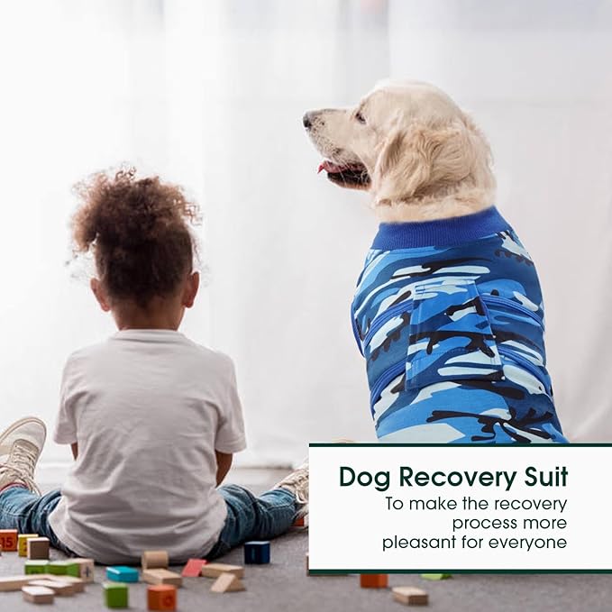Kuoser Recovery Suit for Dogs Cats After Surgery, Professional Pet Recovery Shirt Dog Abdominal Wounds Bandages, Substitute E-Collar &amp; Cone,Prevent Licking Dog Onesies Pet Surgery Recovery Suit
