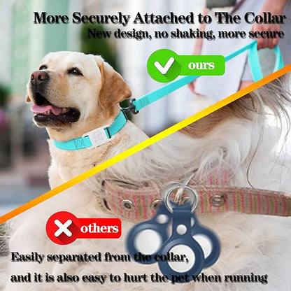 4 Pack Waterproof AirTag Dog Collar Holder Compatible with Apple AirTag, Silicone Hidden Loop Holder for Airtag Tracker, Anti-Lost Dog Collar Air Tag Accessories(Black,White,Red,Blue)