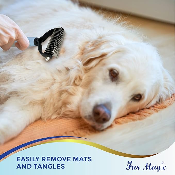 Large Deshedding Tool &amp; Dematting Comb – Grooming Brushes for Dogs, Cats, Horses – Reduce Shedding and Remove Knots, Mats and Loose Undercoat