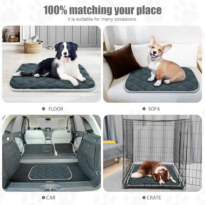 furrybaby Dog Bed Mat Flat Crate Mat with Anti-Slip Bottom Machine Washable Pet Kennel Pad for Dog Sleeping (XM 36x23&