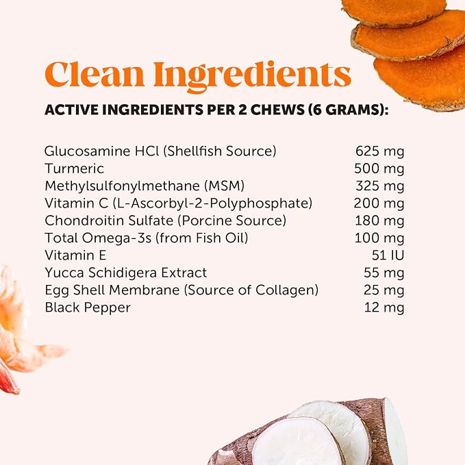 Hip &amp; Joint Health - Glucosamine for Dogs Soft Chews, Joint Supplement for Dogs with Glucosamine Chondroitin, Fish Oil, MSM, Turmeric, Advanced Pet Mobility Support (Bacon 90 Ct)
