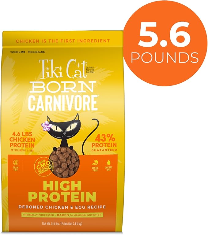 Tiki Cat Born Carnivore High Protein Dry Cat Food, Deboned Chicken &amp; Egg 5.6 lbs. Bag