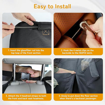 Full-Coverage Dog Seat Cover for Back Seat, 600D Ripstop Dog Hammock for Car,100% Waterproof CarSeat Protector, Suv Cargo Liner for Dogs, Armrest&amp;Child Car Seat Accessible,Install Once,Stay Put