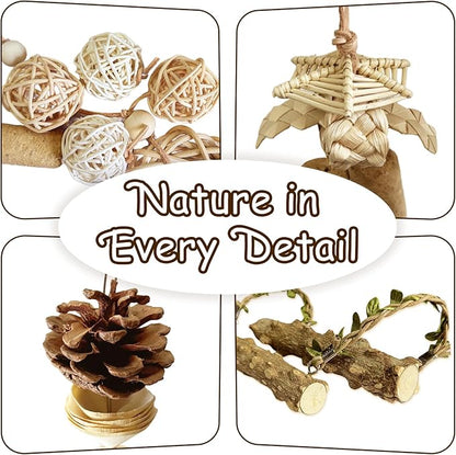5-Pack Natural Hanging Basket Bird Toys – Foraging &amp; Chewing Toys for Parakeets, Cockatiels, Conures &amp; Small Birds – No Plastic, All-Natural Materials