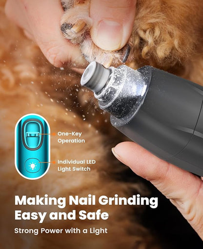 oneisall Quiet Dog Clippers for Grooming LED Light, Cordless Dog Grooming Kit 4 in 1, 2000mAh Pet Clippers Paw Trimmer Nail Grinder for Paw, Nail, Face, Ears, Legs, Body