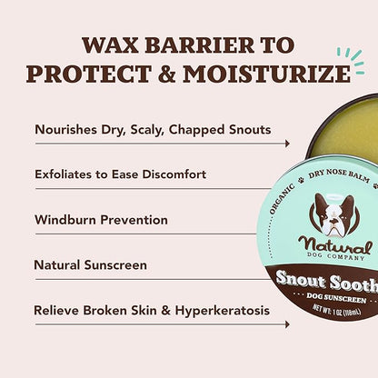 Natural Dog Company Snout Soother Dog Nose Balm, 4 oz. Tin, Dog Balm for Paws and Nose, Moisturizes &amp; Soothes Dry Cracked Noses, Plant Based Nose Cream for Dogs