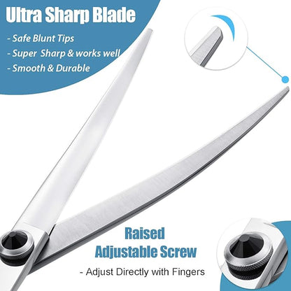 Dragon Creek 7" Upward Curved Dog Grooming Scissors - Safety Shears for Face &amp; Paws Trimming - Black