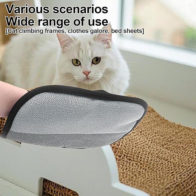 2025 New Upgraded Electrostatic Pet Hair Removal Gloves - Reusable Cat Hair Remover &amp; Dog Hair Removal Mitt with Elastic Cuff &amp; Finger Loops for Furniture, Bedding, Car (1pcs)