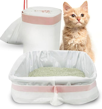 PETSWORLD Cat Litter Box Liners, Heavy Duty Litter Pan Liners Bags with Drawstring for Pet Cat Litter Tray (Unscented) (JUMBO - 45 x 18 Inches, 100 Count)