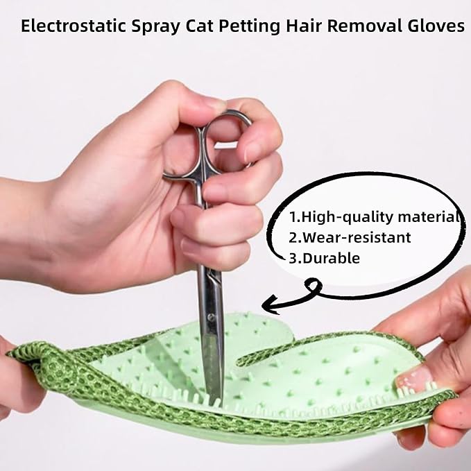 Pet Hair Remover Glove, All-in-One Grooming Mist Glove for Pets, Upgrade Efficient Pet Hair Remover Electrostatic Gloves Grooming Spray Comb, Gentle Deshedding Efficient for Dogs &amp; Cats (Green)