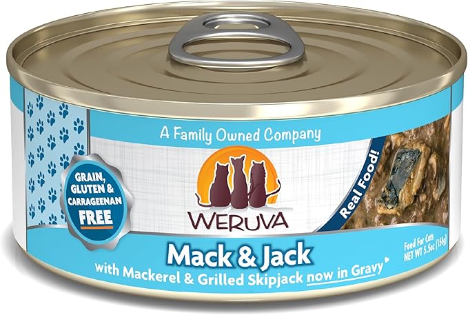 Weruva Classic Cat Food, Mack &amp; Jack with Mackerel &amp; Grilled Skipjack, 5.5oz Can (Pack of 24)