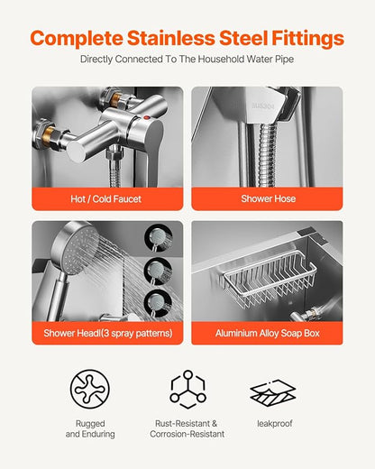 VEVOR Stainless Steel Dog Washing Station, 38 inch Pet Grooming Tub w/Storage Stairs, Faucet &amp; Showerhead &amp; Soap Holder Dog Bathtub for Medium &amp; Small Pets (Left Door)
