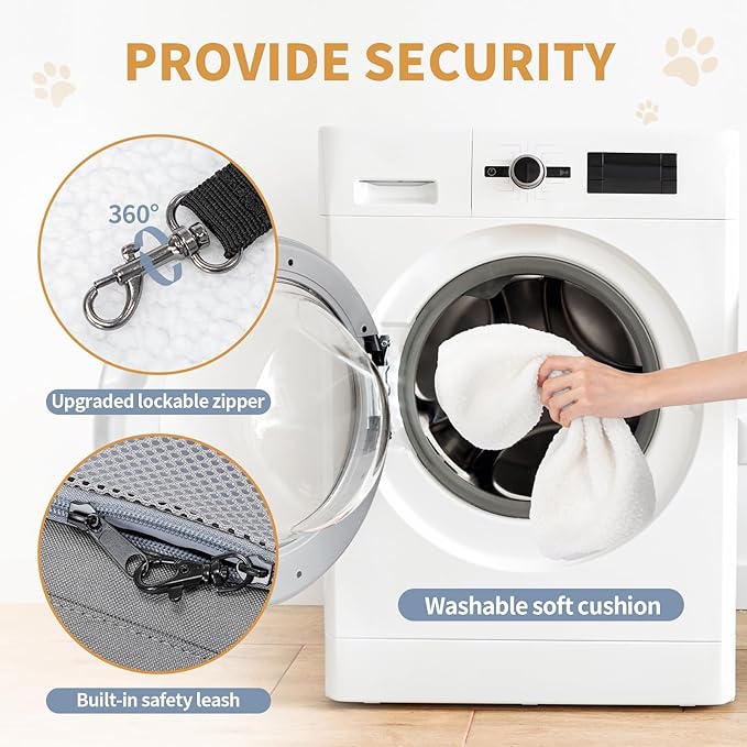 ‌Petsfit Airline Approved Pet Carrier for Small Dogs &amp; Cats, 19x9x12 TSA Approved Carrier, with Removable Dual-Sided Padding (2-Way Placement) - Fits Under Most Airplane Seats, Escape Proof (Gray)