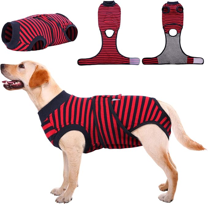 Kuoser Recovery Suit for Dogs Cats After Surgery, Professional Pet Recovery Shirt Dog Abdominal Wounds Bandages, Substitute E-Collar &amp; Cone,Prevent Licking Dog Onesies Pet Surgery Recovery Suit